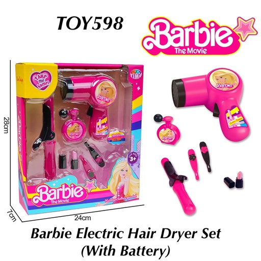 [TOY598] Barbie Electric Hair Dryer Set With Battery